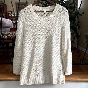 Ladies Large Cream Colored Knit Sweater
